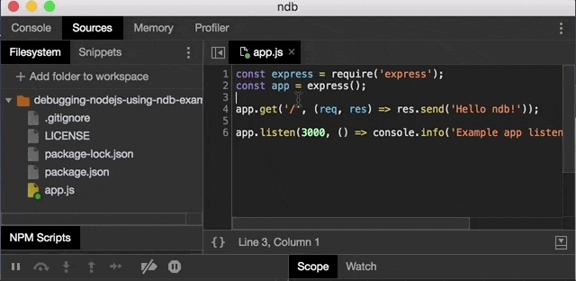 Opening the built-in terminal panel