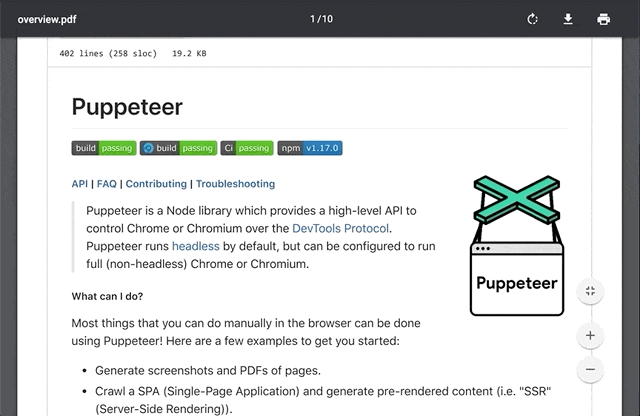 Generating a PDF file from the content