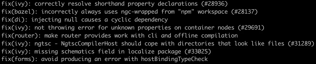 Examples of commit messages with fix type
