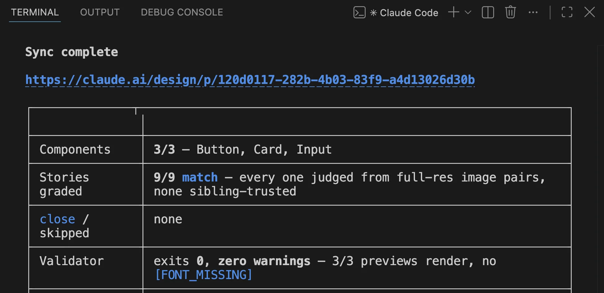 The sync summary for our three components